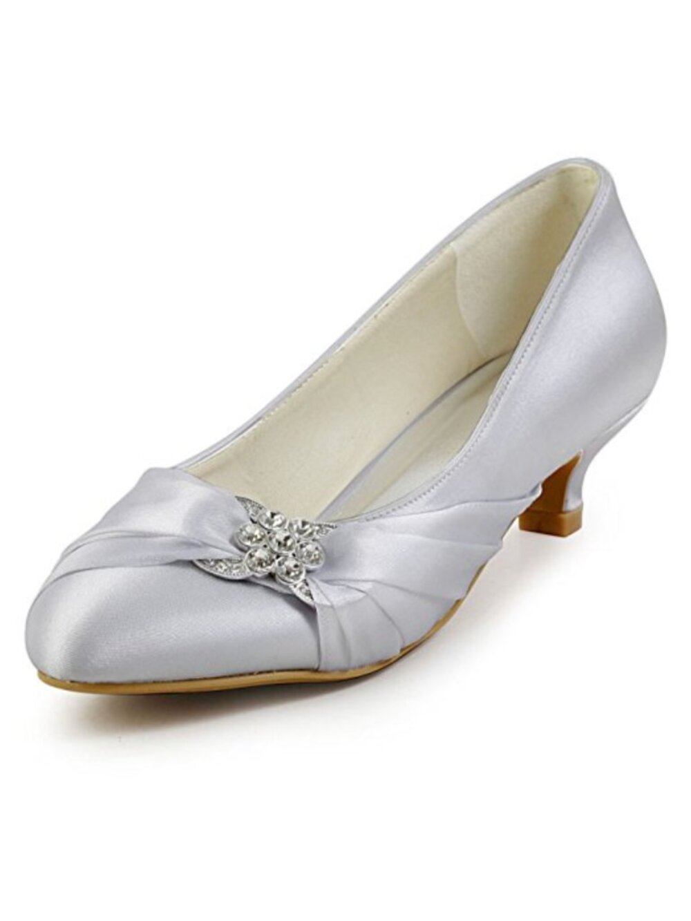 Elegantpark 1.5" Heel Closed Toe Wedding Shoes with Crystal Brooch